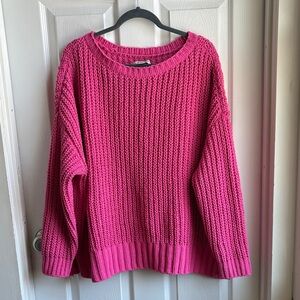 American Eagle Outfitters Vibrant Pink Crew Neck Sweater